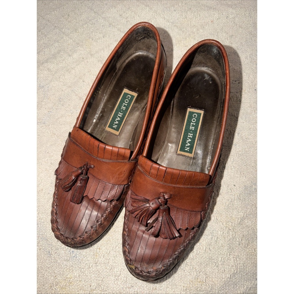 Cole Haan women's Brown Leather Tasseled Loafer Dress Shoes Size 8.6